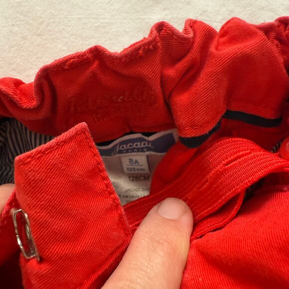 Jacadi Paris Bright Red Chino Shorts Adjustable Waist Size 8 - Picture 3 of 4